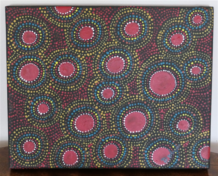 Artist Signed Dahru - Australian Tribal Painting on Canvas  - Painting Measures 10" by 8" 