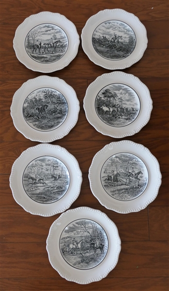 7 Copeland Spode England Plates From the Original Drawings by J.F. Herring Sen.  Fox Hunt Scenes -Each Plate Measures 10 3/4" Across