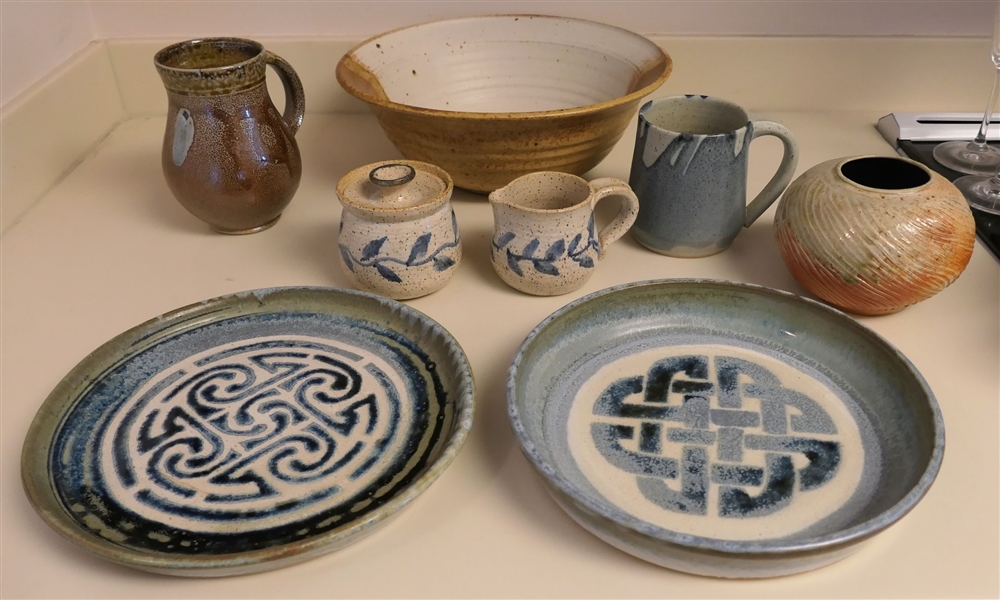 Lot of 8 Pieces of Studio Art Pottery and North Carolina Art Pottery Including Mark Hewitt, Trisha, and Studio Pottery