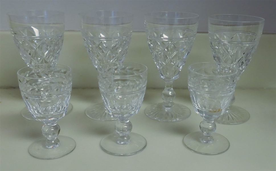 7 Stuart England Cordials - 4 - 4 1/4" and 3 - 3" 