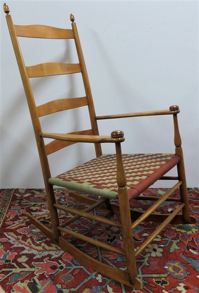 Shakers Rocking Chair with Red and Green Woven Seat - Measuring 41 1/2" 