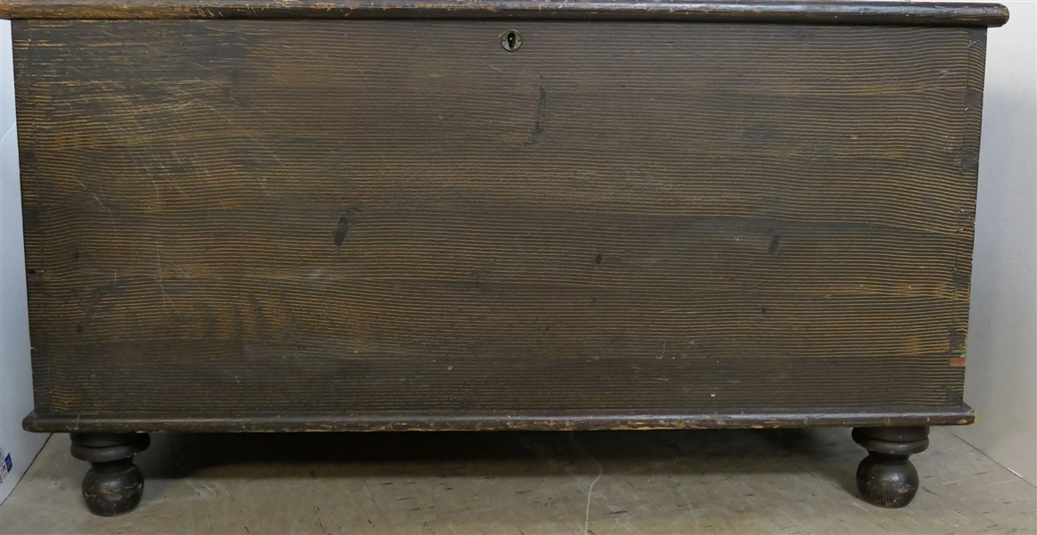 Pine Blanket Chest with Glove Box - Grain Painted Finish - Bun Feet - Dovetailed Case - Measures 24" tall 44" by 21 1/2"