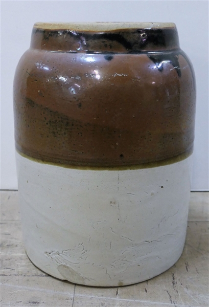 Brown and White Stone Crock - Measures 12" Tall 