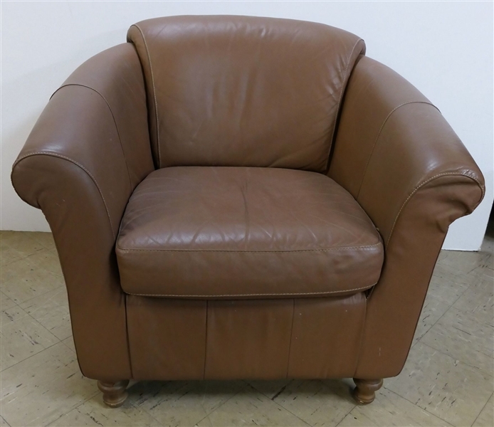 Nice Brown Leather Club Chair - Measuring 30" tall 34" by 29" 
