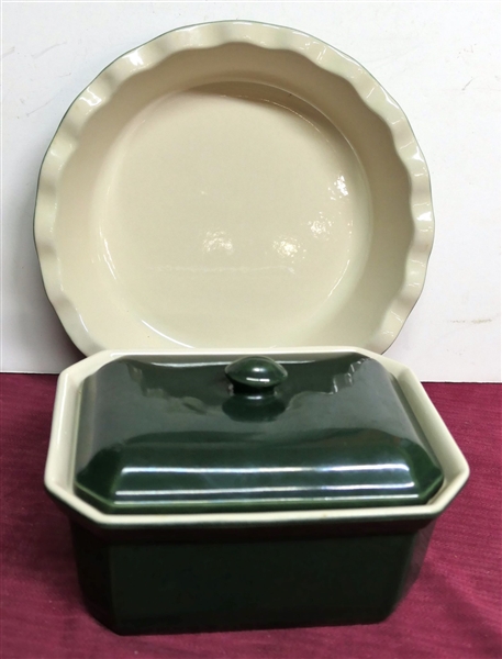 Emile Henry - Made in France- Covered Casserole Dish and Pie Plate - Casserole measures 6" by 8" 