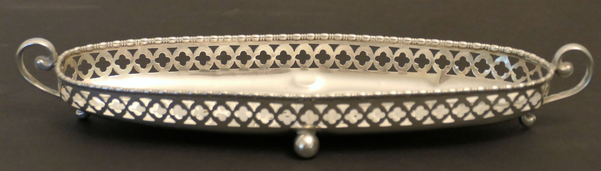 Hester Billings & Son New York Sterling Silver Oval Dish with Pierced Edges - Marked 245 1/2X - Measures 8" by 2 1/2" 