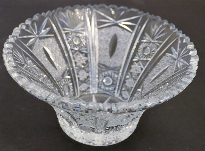 Nice Cut Glass Bowl with Stars - Measures 3 1/4" tall 6 1/2" Across