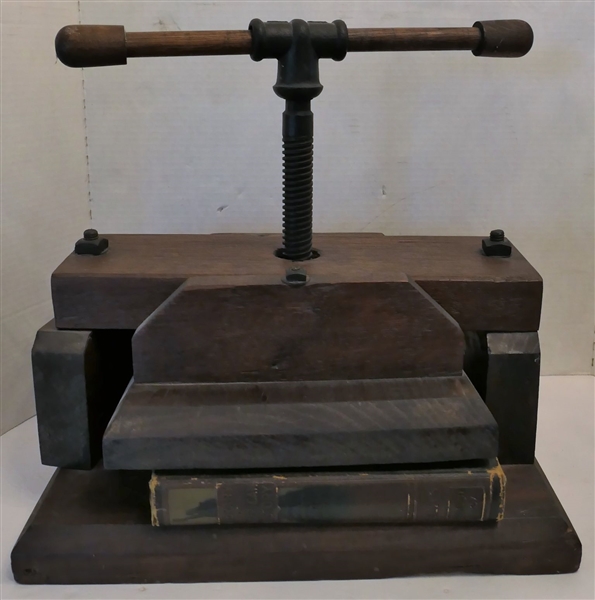 Antique Book Press with Book - Press Measures 16" by 12 1/2" 