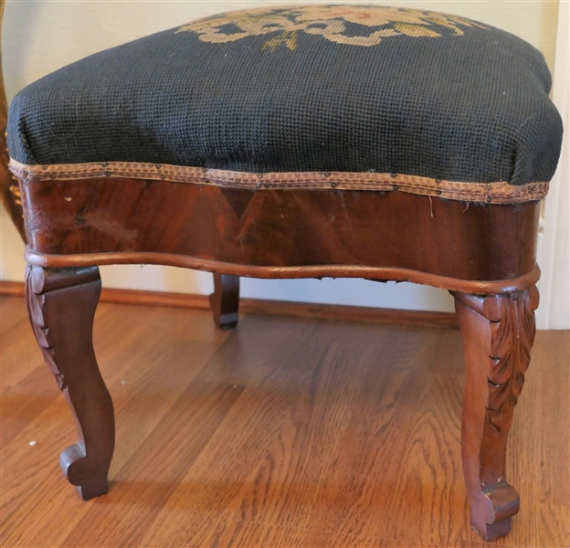 French Style Needlepoint Foot Stool - Measuring 14" Tall 16" by 16"