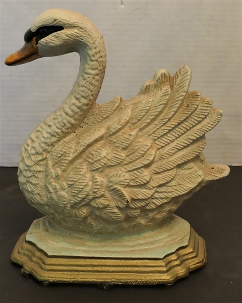 Cast Iron Swan Door Stop - Measures 8" Tall 