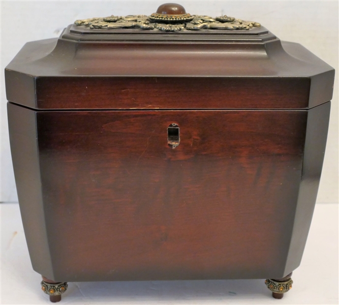 Bombay Jewelry Box - Felt Lined with Lift Out Tray - Fancy Top and Feet - Box Measures 10" tall 10" by 7" 