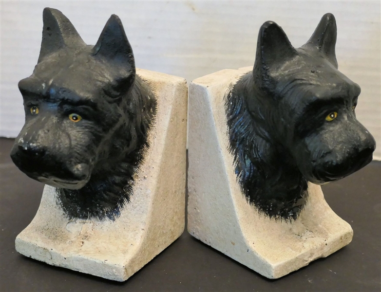 Pair of Cast Iron Scottie Dog Book Ends - Measuring 5 1/2" tall 
