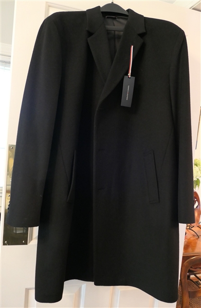New - Mens Tommy Hilfiger Black Dress Overcoat - with All Original Tags - Size 48R