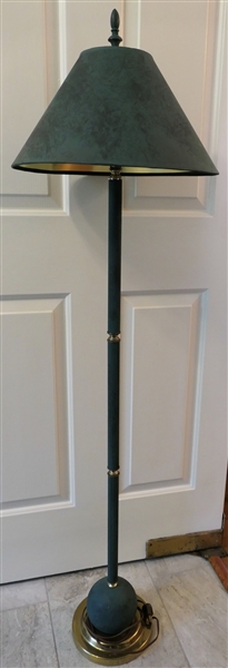Green and Gold Floor Lamp - Antiqued Finish - Measures 54" Tall 