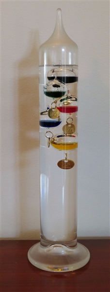 Glass Galileo Thermometer - Measures 13 1/2" Tall 