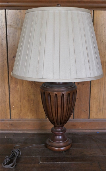 Nice Wood Urn Style Table Lamp  -Measures 29" Tall