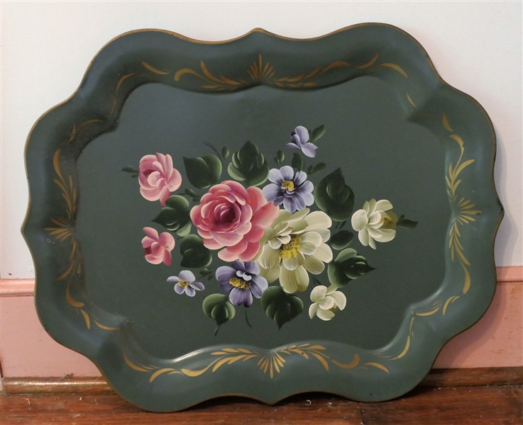 Hand Painted Towle Tray - Measures 25" by 19 1/2" 