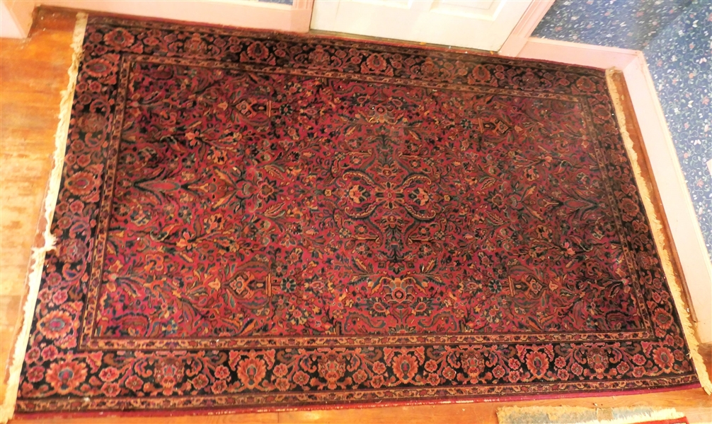 Machine Made Kirman Wool Rug - Measures - 89" by 58 1/2" - Needs Cleaning - Shows Some Signs of Wear 