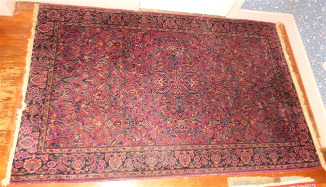 Machine Made Kirman Wool Rug - Measures - 8'9 by 5'8 1/2 - Needs Cleaning - Shows Some Signs of Wear 