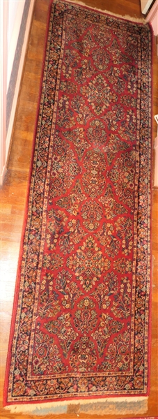 Machine Made Wool Runner - Red Sarouk Pattern   - Measuring 92" by 211"