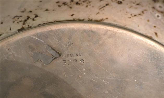8 Sterling Silver Bread Plates - All Marked 333S and Monogrammed M.L.R. and Sterling Silver Napkin Ring Engraved Charles - Each Plate Measures 6 Across