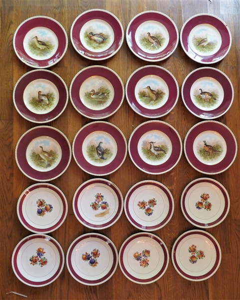 Fondeville - Ambassador Ware England Plates - 8 - 8 1/4" Fruits and  12 - 9" with Birds