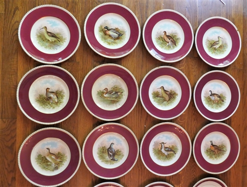 Fondeville - Ambassador Ware England Plates - 8 - 8 1/4 Fruits and  12 - 9 with Birds