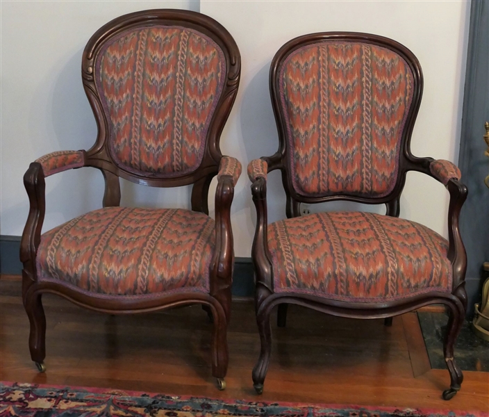 Parlor Chair - Pair.Matching Flame Stitched Upholstery - Chair on Right needs leg repaired- consider that one free!