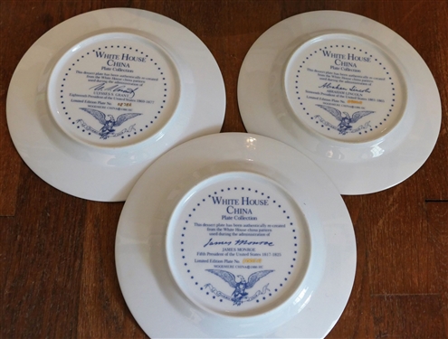 Group of Collectors Plates including 2 - The Hamilton Collection Stained Glass Plates and 3 Woodmere China White House China Collection Limited Edition Plates 