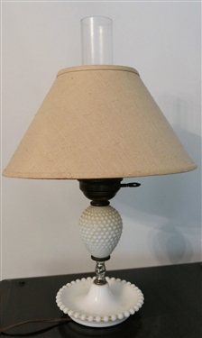 Hobnail Milk Glass Lamp  - Measures 10 To Bulb 