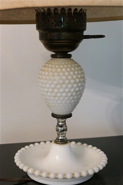 Hobnail Milk Glass Lamp  - Measures 10 To Bulb 