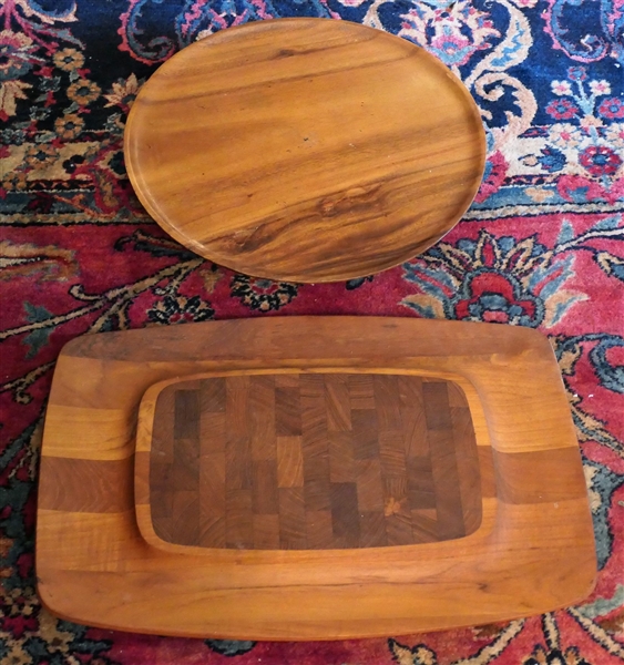 Dansk Wood Tray and Round Wood Lazy Susan - Tray Measures 18" by 11" 