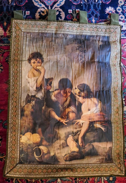 Canvas Wall Hanging of Children Playing  -Fabric Trimmed - By Corona Décor Co. - Measures 32" by 24" 