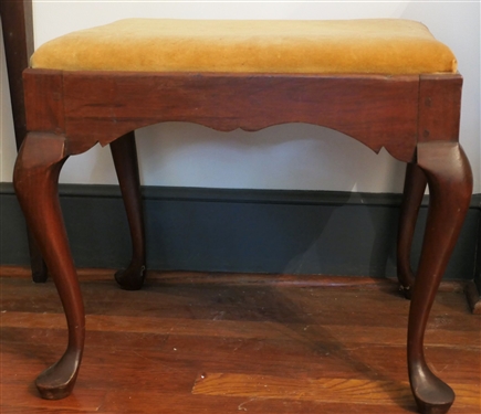 Walnut Pegged Queen Anne Style Stool / Dressing Bench - Measuring  18 Tall 21 by 17 