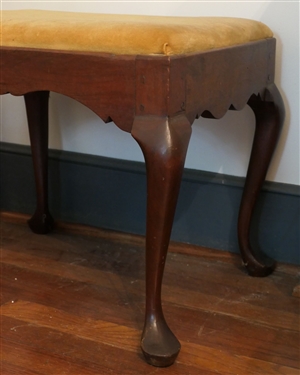 Walnut Pegged Queen Anne Style Stool / Dressing Bench - Measuring  18 Tall 21 by 17 