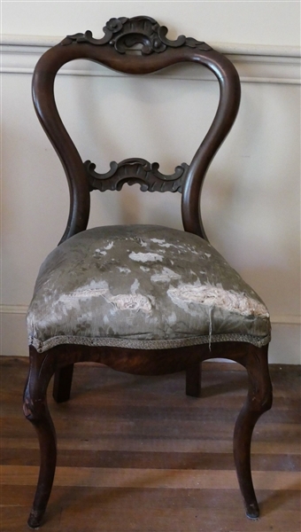 Rosewood Side Chair - Carved Back - Seat Needs Covering 