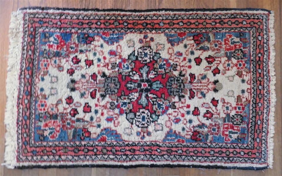 Handwoven Wool Prayer Rug - with Medallion in Center - Measures 33" by 21" 
