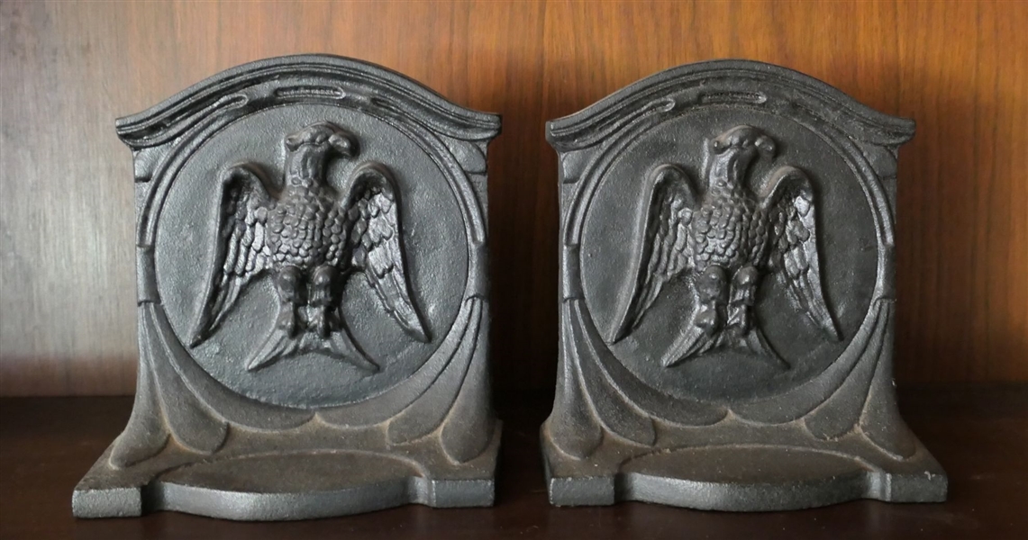 Pair of Heavy Iron Eagle Bookends - Measuring 7" tall 