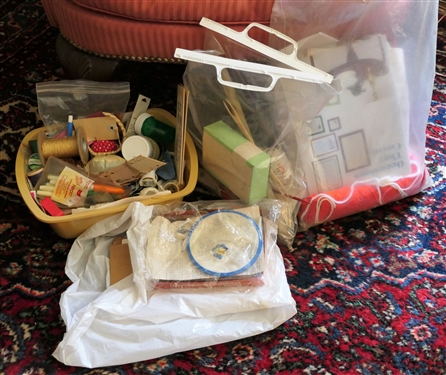 Lot of Sewing Items - Needleworks, Threads, Needles, Knitting Needles, Yarn, Etc. 
