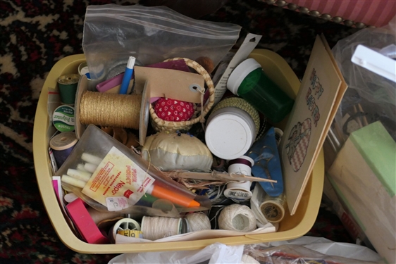 Lot of Sewing Items - Needleworks, Threads, Needles, Knitting Needles, Yarn, Etc. 