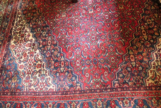 Large Persian / Oriental Hand Made Rug - Red with Blue, Green, and Cream Pattern - Measures 19'9 by 11'