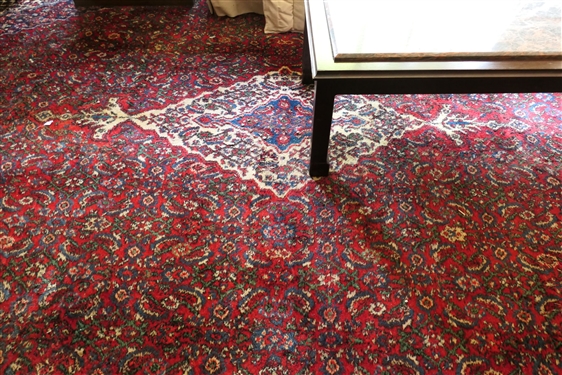 Large Persian / Oriental Hand Made Rug - Red with Blue, Green, and Cream Pattern - Measures 19'9 by 11'