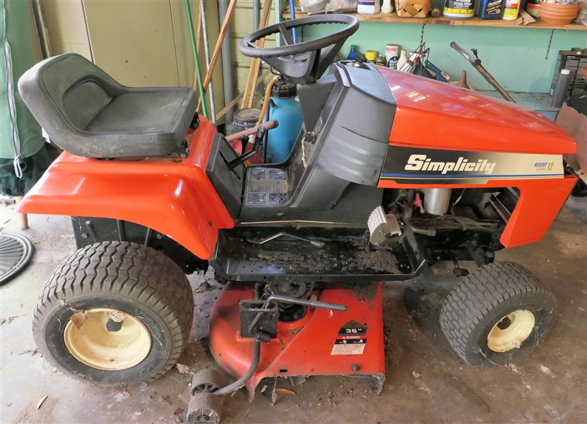 Simplicity 36" Cut Riding Lawn Mower - Un Tested 