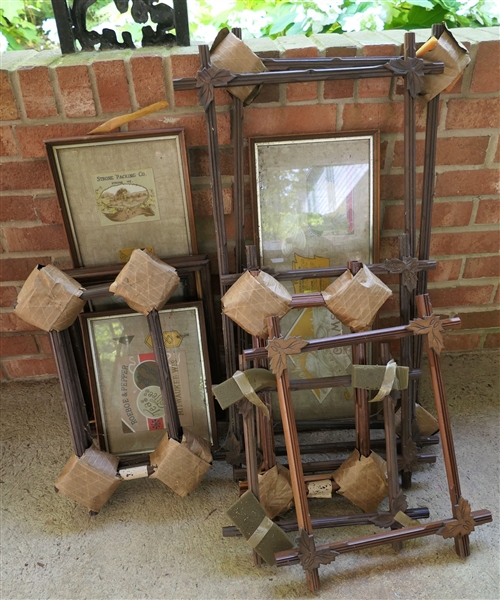 Large Lot of Picture Frames - Walnut Shadow Box, Criss Cross, and Several with Framed Advertisements 
