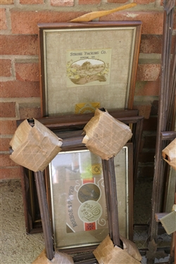 Large Lot of Picture Frames - Walnut Shadow Box, Criss Cross, and Several with Framed Advertisements 