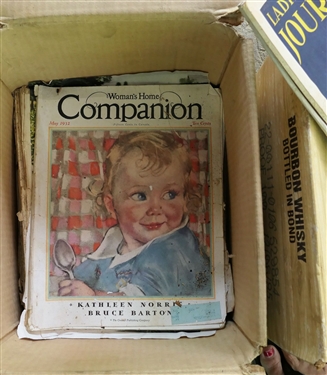 2 Boxes of Magazines including 1930's Ladies Home Journals, 1929 Delineator, and Many Many Other Magazine s