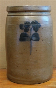 1 Gallon Blue Decorated Virginia Crock Incised 1 - Measures 10 tall 6 1/4 Across