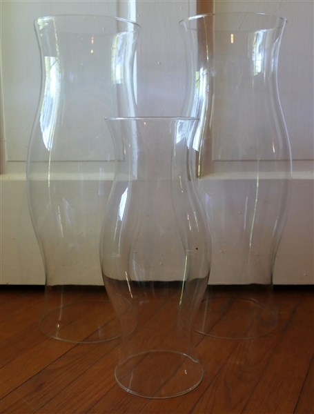 3 Nice Glass Hurricane Shades - 2 20" and 1 14" 