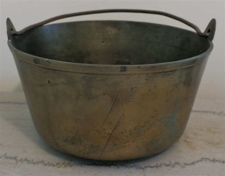 Heavy Brass Pot - Repaired Bottom - Measures 5" Tall 10" Across