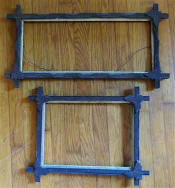 2 Walnut Criss Cross Frames - Interior Measures 14 by 10 and 21 1/2 by 7 3/4 
